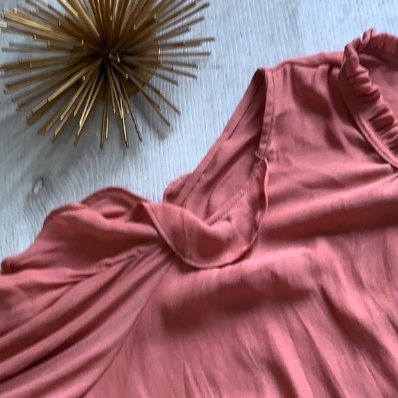 Anthropologie Liesel Maeve Cold Shoulder Ruffle Top blouse faux wrap L‎ orange - Picture 10 of 13